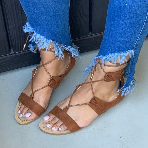 Urban Outfitters Shoes - Ludlow Cognac Ghillie Lace Up Gladiator Sandal
